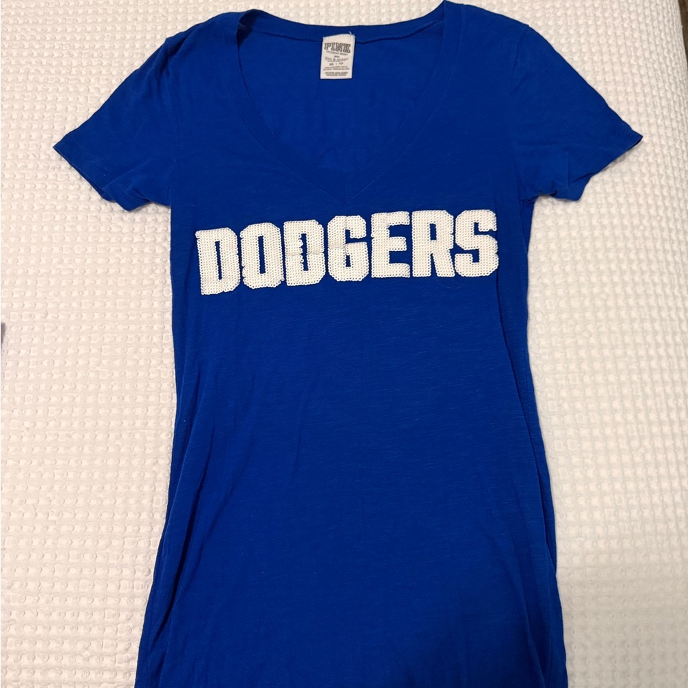 PINK Victoria's Secret DODGERS Sequin Tee LIMITED EDITION
